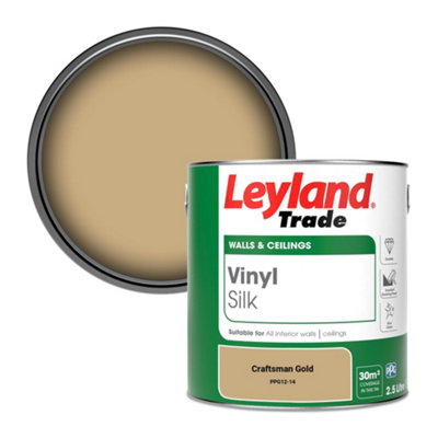 Leyland Trade Vinyl Silk Walls & Ceilings Emulsion Paint Craftsman Gold (PPG12-14) - 2.5L