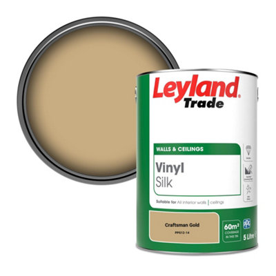 Leyland Trade Vinyl Silk Walls & Ceilings Emulsion Paint Craftsman Gold (PPG12-14) - 5L