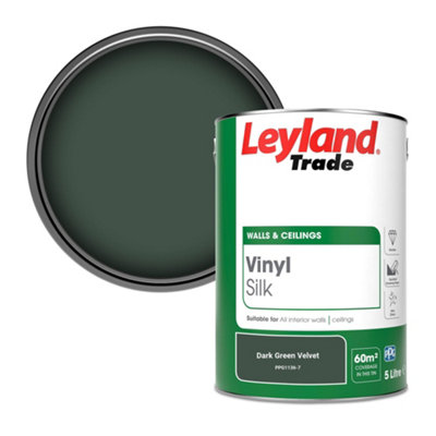 Leyland Trade Vinyl Silk Walls & Ceilings Emulsion Paint Dark Green Velvet (PPG1136-7) - 5L