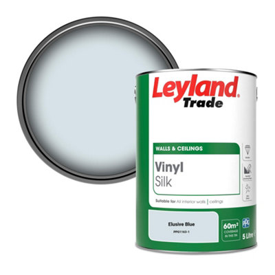 Leyland Trade Vinyl Silk Walls & Ceilings Emulsion Paint Elusive Blue (PPG1163-1) - 5L