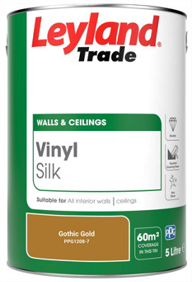 Leyland Trade Vinyl Silk Walls & Ceilings Emulsion Paint Gothic Gold (PPG1208-7) - 5L
