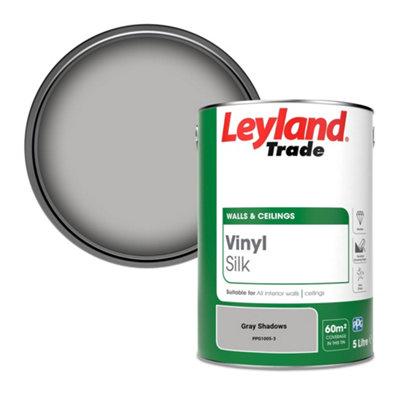 Leyland Trade Vinyl Silk Walls & Ceilings Emulsion Paint Gray Shadows (PPG1005-3) - 5L