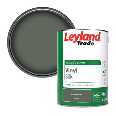 Leyland Trade Vinyl Silk Walls & Ceilings Emulsion Paint Green Grey (RAL 7009) - 5L