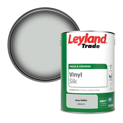 Leyland Trade Vinyl Silk Walls & Ceilings Emulsion Paint Grey Gables (PPG1010-2) - 5L