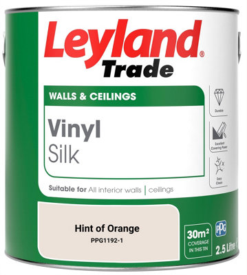 Leyland Trade Vinyl Silk Walls & Ceilings Emulsion Paint Hint of Orange (PPG1192-1) - 2.5L