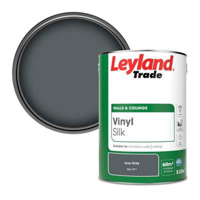 Leyland Trade Vinyl Silk Walls & Ceilings Emulsion Paint Iron Grey (RAL 7011) - 5L