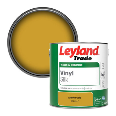 Leyland Trade Vinyl Silk Walls & Ceilings Emulsion Paint Molten Gold (PPG1214-7) - 2.5L