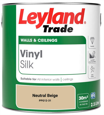 Leyland Trade Vinyl Silk Walls & Ceilings Emulsion Paint Neutral Beige (PPG12-31) - 2.5L