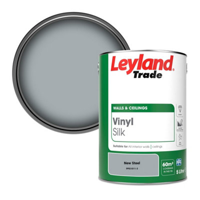Leyland Trade Vinyl Silk Walls & Ceilings Emulsion Paint New Steel (PPG1011-3) - 5L