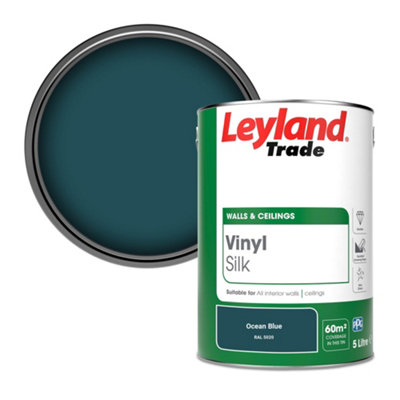Leyland Trade Vinyl Silk Walls & Ceilings Emulsion Paint Ocean Blue (RAL 5020) - 5L