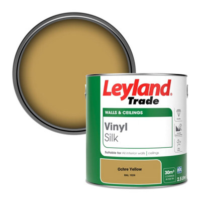 Leyland Trade Vinyl Silk Walls & Ceilings Emulsion Paint Ochre Yellow (RAL 1024) - 2.5L