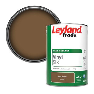Leyland Trade Vinyl Silk Walls & Ceilings Emulsion Paint Olive Brown (RAL 8008) - 5L