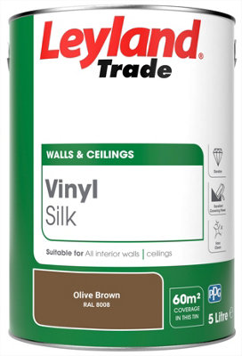 Leyland Trade Vinyl Silk Walls & Ceilings Emulsion Paint Olive Brown (RAL 8008) - 5L