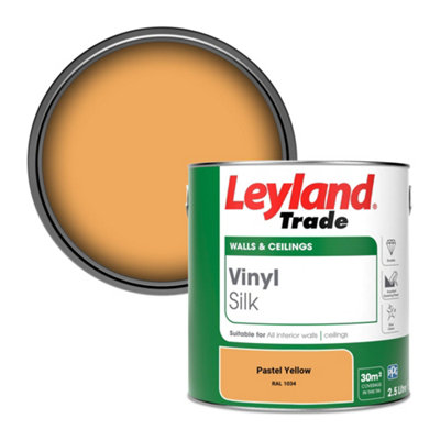 Leyland Trade Vinyl Silk Walls & Ceilings Emulsion Paint Pastel Yellow (RAL 1034) - 2.5L