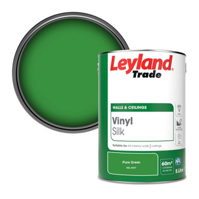 Leyland Trade Vinyl Silk Walls & Ceilings Emulsion Paint Pure Green (RAL 6037) - 5L