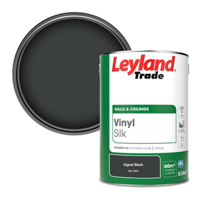 Leyland Trade Vinyl Silk Walls & Ceilings Emulsion Paint Signal Black (RAL 9004) - 5L