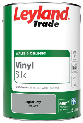 Leyland Trade Vinyl Silk Walls & Ceilings Emulsion Paint Signal Grey (RAL 7004) - 5L