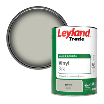 Leyland Trade Vinyl Silk Walls & Ceilings Emulsion Paint Silk Grey (RAL 7044) - 5L