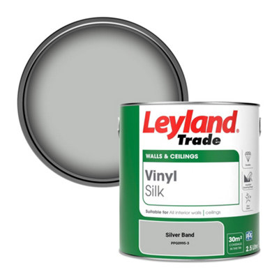Leyland Trade Vinyl Silk Walls & Ceilings Emulsion Paint Silver Band (PPG0995-3) - 2.5L