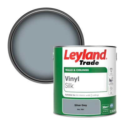 Leyland Trade Vinyl Silk Walls & Ceilings Emulsion Paint Silver Grey (RAL 7001) - 2.5L