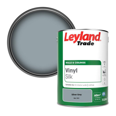 Leyland Trade Vinyl Silk Walls & Ceilings Emulsion Paint Silver Grey (RAL 7001) - 5L