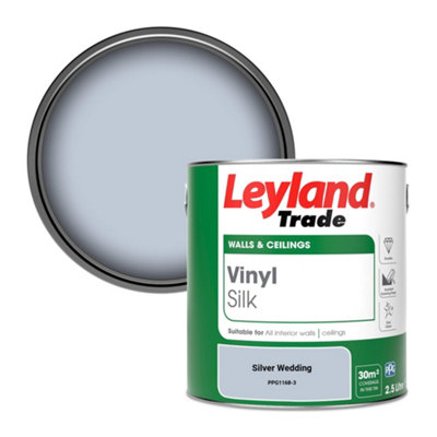 Leyland Trade Vinyl Silk Walls & Ceilings Emulsion Paint Silver Wedding (PPG1168-3) - 2.5L