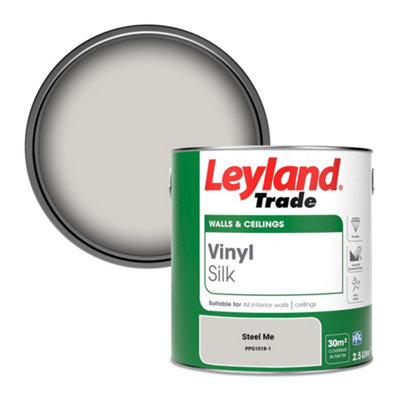 Leyland Trade Vinyl Silk Walls & Ceilings Emulsion Paint Steel Me (PPG1018-1) - 2.5L