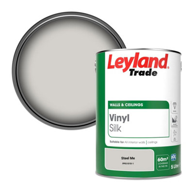 Leyland Trade Vinyl Silk Walls & Ceilings Emulsion Paint Steel Me (PPG1018-1) - 5L