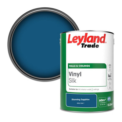 Leyland Trade Vinyl Silk Walls & Ceilings Emulsion Paint Stunning Sapphire (PPG1158-7) - 5L