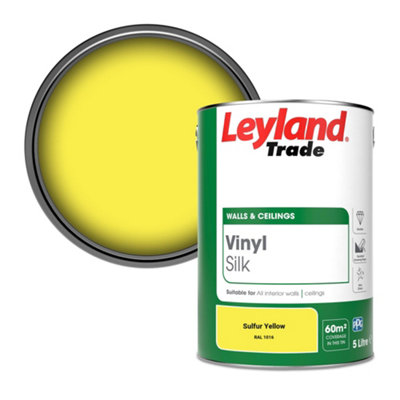 Leyland Trade Vinyl Silk Walls & Ceilings Emulsion Paint Sulfur Yellow (RAL 1016) - 5L