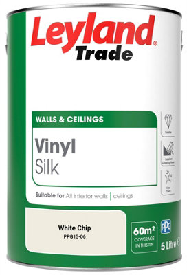Leyland Trade Vinyl Silk Walls & Ceilings Emulsion Paint White Chip (PPG15-06) - 5L