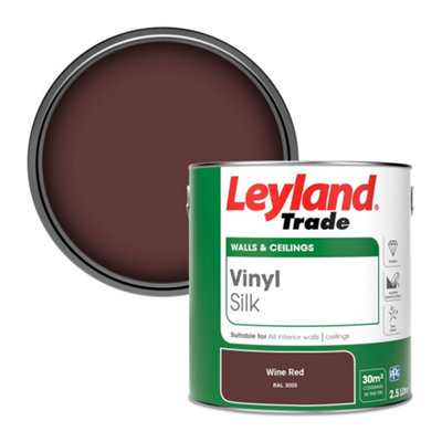 Leyland Trade Vinyl Silk Walls & Ceilings Emulsion Paint Wine Red (RAL 3005) - 2.5L