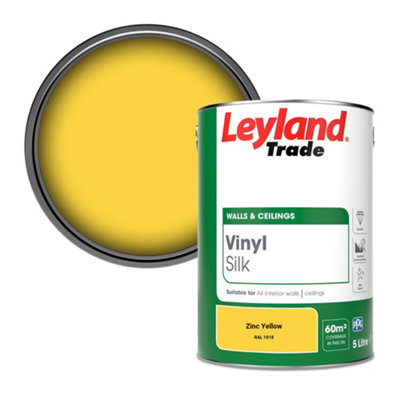 Leyland Trade Vinyl Silk Walls & Ceilings Emulsion Paint Zinc Yellow (RAL 1018) - 5L