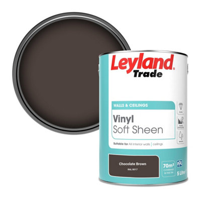 Leyland Trade Vinyl Soft Sheen Walls & Ceilings Emulsion Paint Chocolate Brown (RAL 8017) - 5L