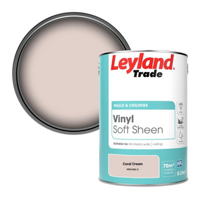 Leyland Trade Vinyl Soft Sheen Walls & Ceilings Emulsion Paint Coral Cream (PPG1062-2) - 5L