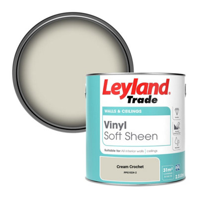 Leyland Trade Vinyl Soft Sheen Walls & Ceilings Emulsion Paint Cream Crochet (PPG1024-2) - 2.5L