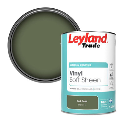 Leyland Trade Vinyl Soft Sheen Walls & Ceilings Emulsion Paint Dark Sage (PPG1124-6) - 5L