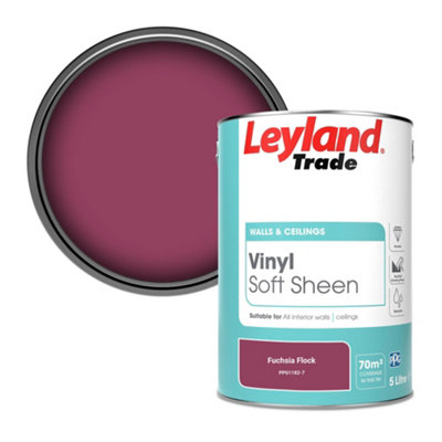 Leyland Trade Vinyl Soft Sheen Walls & Ceilings Emulsion Paint Fuchsia Flock (PPG1182-7) - 5L