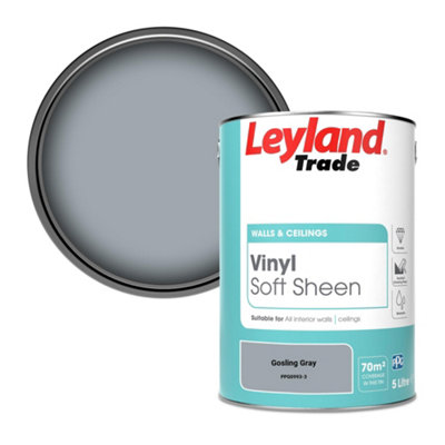 Leyland Trade Vinyl Soft Sheen Walls & Ceilings Emulsion Paint Gosling Gray (PPG0993-3) - 5L