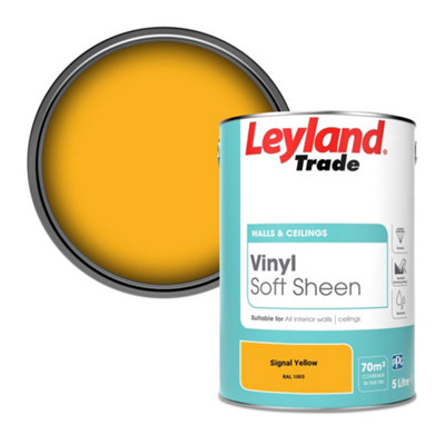 Leyland Trade Vinyl Soft Sheen Walls & Ceilings Emulsion Paint Signal Yellow (RAL 1003) - 5L