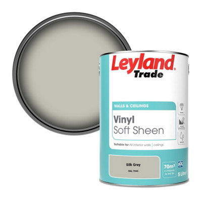 Leyland Trade Vinyl Soft Sheen Walls & Ceilings Emulsion Paint Silk Grey (RAL 7044) - 5L