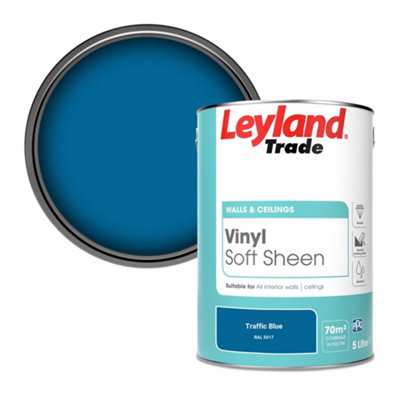 Leyland Trade Vinyl Soft Sheen Walls & Ceilings Emulsion Paint Traffic Blue (RAL 5017) - 5L