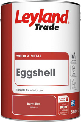Leyland Trade Wood & Metal Eggshell Paint Burnt Red (PPG17-13) 5L