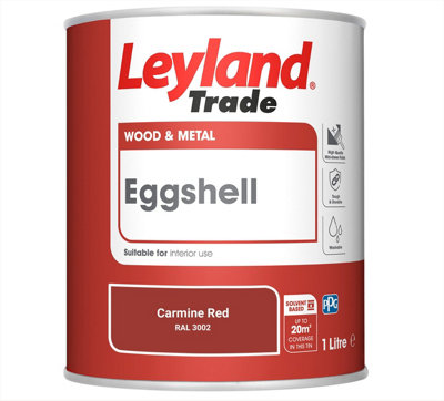 Leyland Trade Wood & Metal Eggshell Paint Carmine Red (RAL 3002) 1L