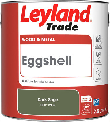 Leyland Trade Wood & Metal Eggshell Paint Dark Sage (PPG1124