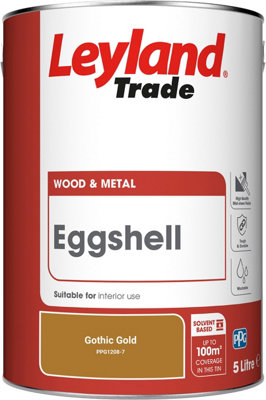 Leyland Trade Wood & Metal Eggshell Paint Gothic Gold (PPG1208-7) 5L