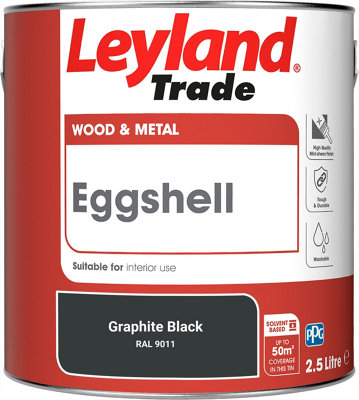 Leyland Trade Wood & Metal Eggshell Paint Graphite Black (RAL 9011) 2.5L