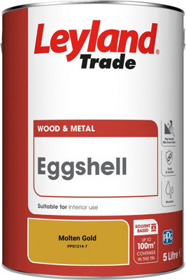 Leyland Trade Wood & Metal Eggshell Paint Molten Gold (PPG1214-7) 5L
