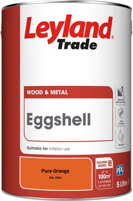 Leyland Trade Wood & Metal Eggshell Paint Pure Orange (RAL 2004) 5L