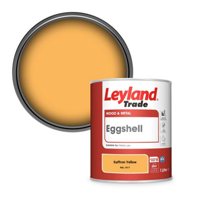 Leyland Trade Wood & Metal Eggshell Paint Saffron Yellow (RAL 1017) 1L